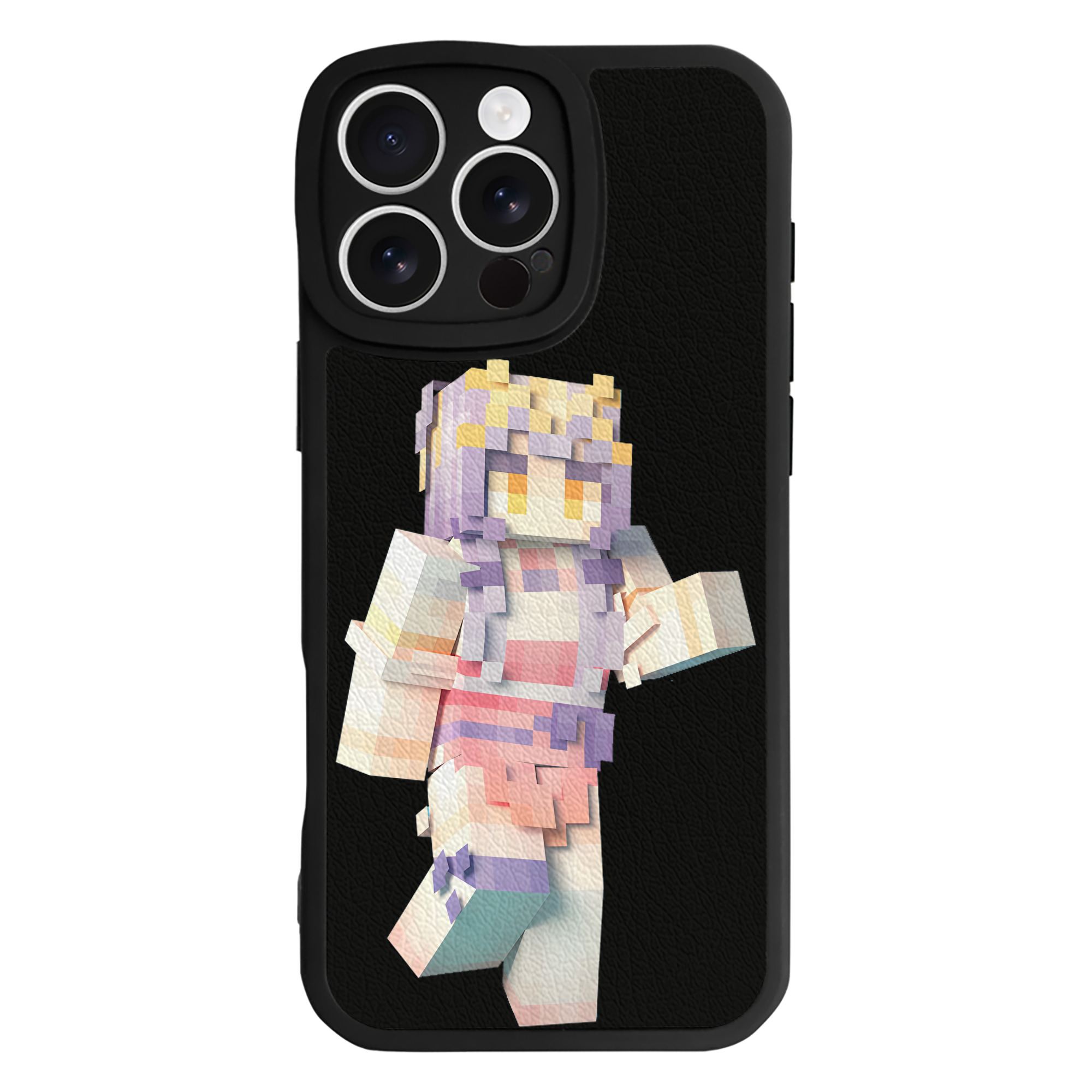 （画像用） マインクラフト ブロックの世界 Minecraft MC Block world 【iPhone 16シリーズ対応】シリコンスマホケース（レザー調） 材質：シリコン